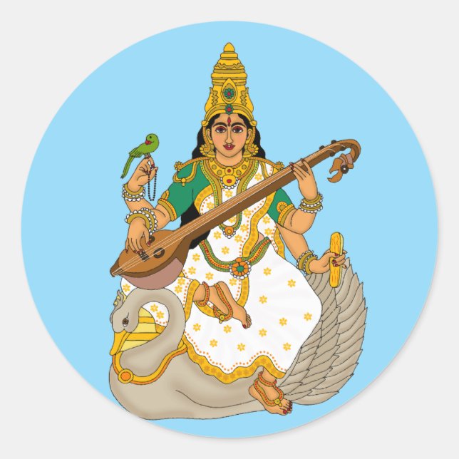 Göttin Saraswati Aufkleber (Vorderseite)