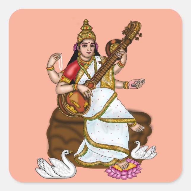 Göttin Saraswati Aufkleber (Vorderseite)