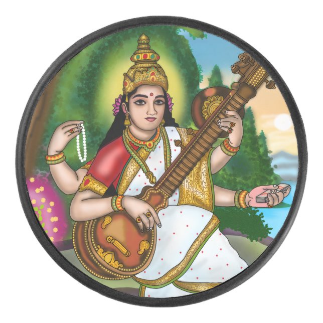 Göttin Saraswati  Eishockey Puck (Vorderseite)