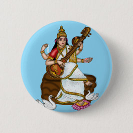 Göttin Saraswati Knopf Button