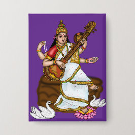 Göttin Saraswati Knopf Button