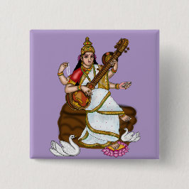 Göttin Saraswati Knopf Button