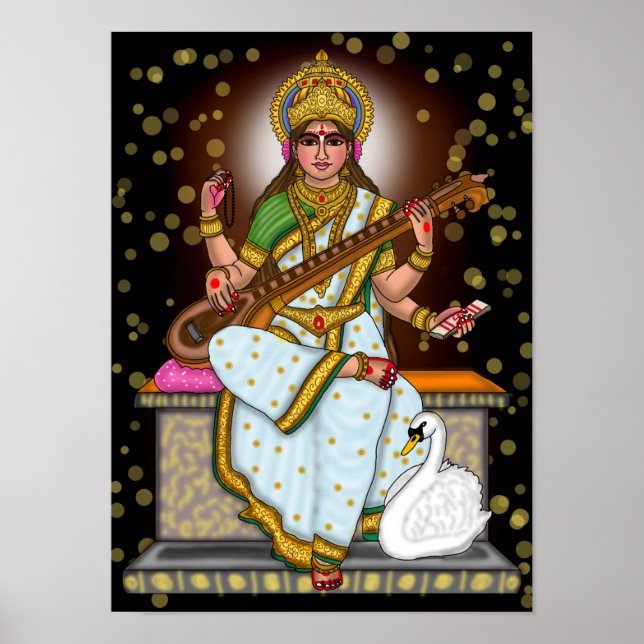 Göttin Saraswati  Poster (Vorne)
