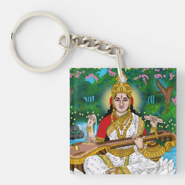 Göttin Saraswati Schlüsselanhänger (Vorderseite)