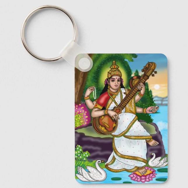 Göttin Saraswati Schlüsselanhänger (Vorderseite)