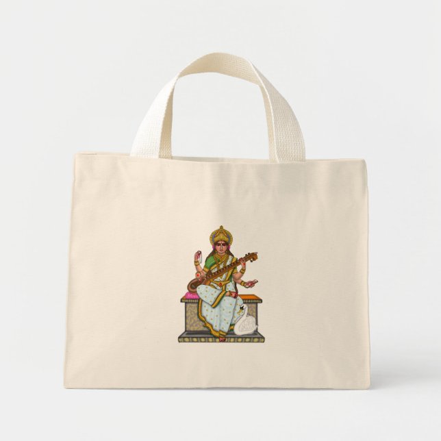 Göttin Saraswati-Tasche  Mini Stoffbeutel (Vorne)