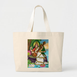 Göttin Saraswati-Totentasche Jumbo Stoffbeutel