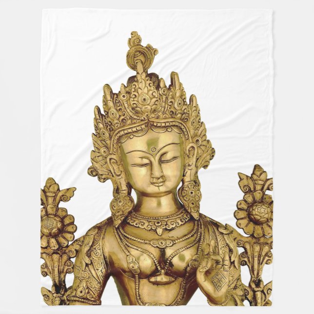 Göttin-Yoga-Tibet-Kunst-Frieden Taras Buddha Fleecedecke (Vorderseite)
