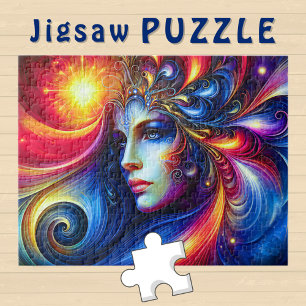 Göttinnenkopf blaue Schwirbel im Haar November - Puzzle