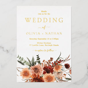 Göttlich Boho Floral Hochzeit Gold für alle Jahres Folieneinladung