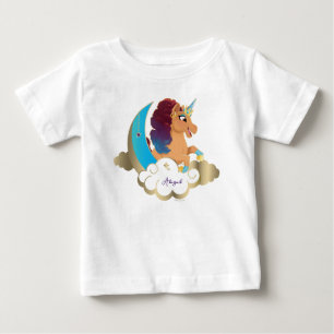 Göttlich das Einhorn   Mond und Wolken Baby T-shirt