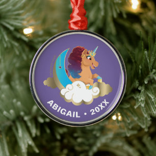 Göttlich das Einhorn   Mond und Wolken Ornament Aus Metall