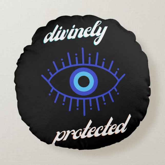 göttlich geschützt rundes kissen (Vorderseite)