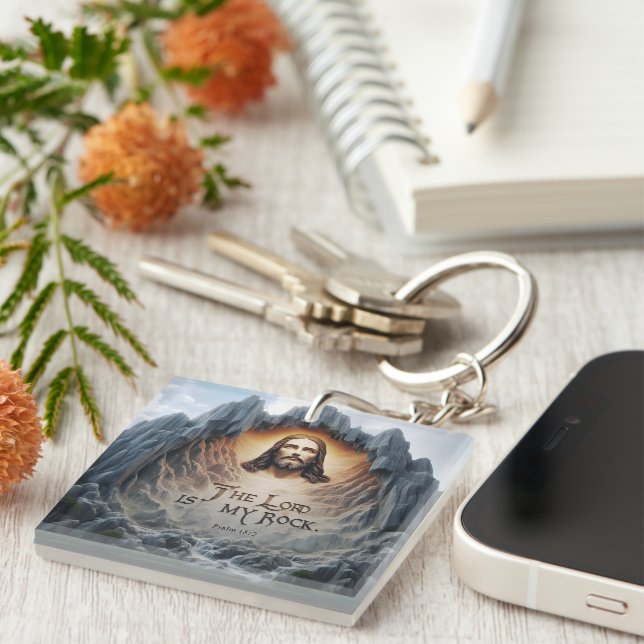 Göttliche Aussicht: Der Herr ist mein Stein Schlüsselanhänger (Vorderseite rechts)