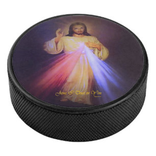 Göttliche Barmherzigkeit Gold Eishockey Puck