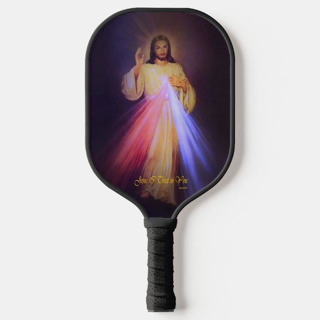 Göttliche Barmherzigkeit Gold Pickleball Schläger (Vorderseite)