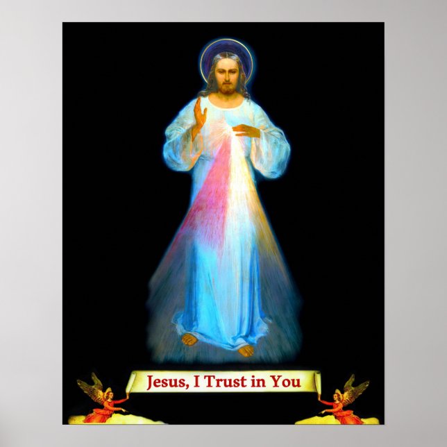 Göttliche Barmherzigkeit Jesus Faustina und Engel Poster (Vorne)