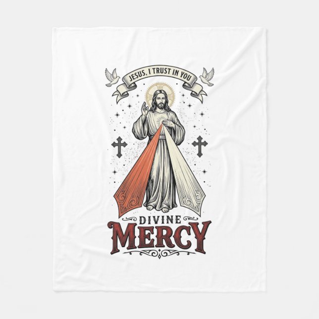 Göttliche Barmherzigkeit Jesus ich vertraue auf Di Fleecedecke (Vorderseite)