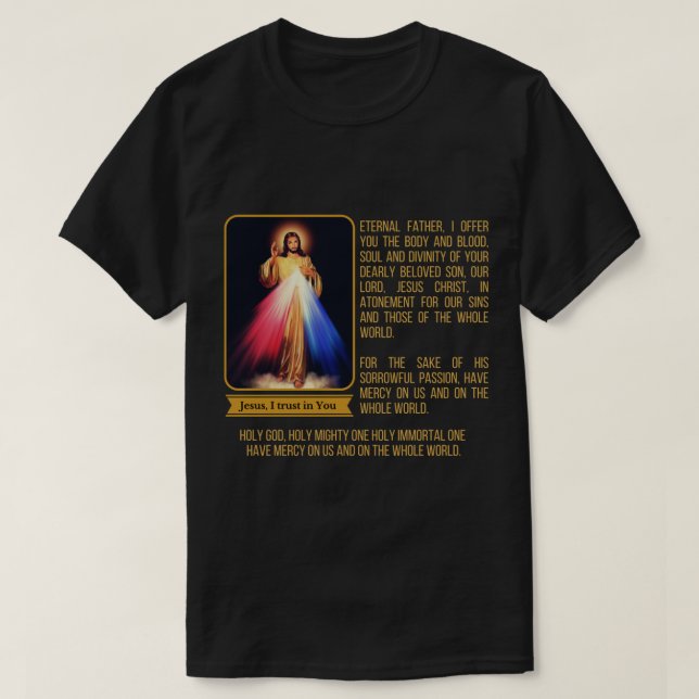 Göttliche Barmherzigkeit Jesus Image Kaplet Novena T-Shirt (Design vorne)