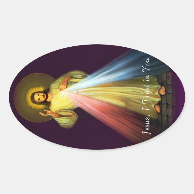 Göttliche Barmherzigkeit Jesus Oval Stickers (Vorderseite)