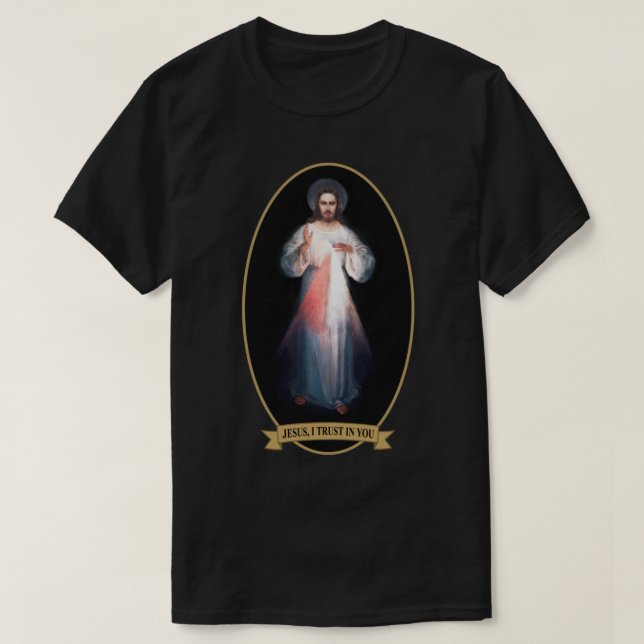 Göttliche Barmherzigkeit Jesus vertraue ich dir T-Shirt (Design vorne)
