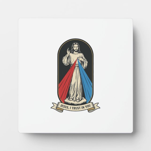 Göttliche Barmherzigkeit Jesus Vintage Fotoplatte (Vorderseite)