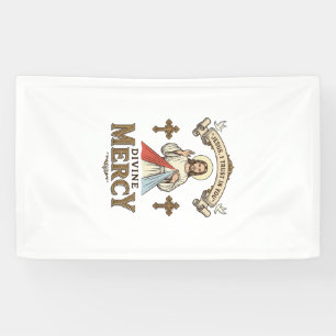 Göttliche Barmherzigkeit Jesus Vintage Gravur Reli Banner