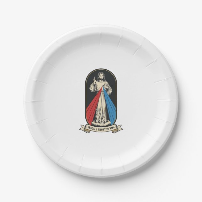 Göttliche Barmherzigkeit Jesus Vintage Pappteller (Vorderseite)