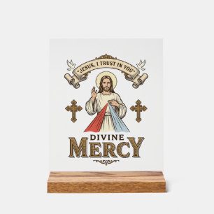 Göttliche Barmherzigkeit Jesus Vintage-Stich relig Acrylschild