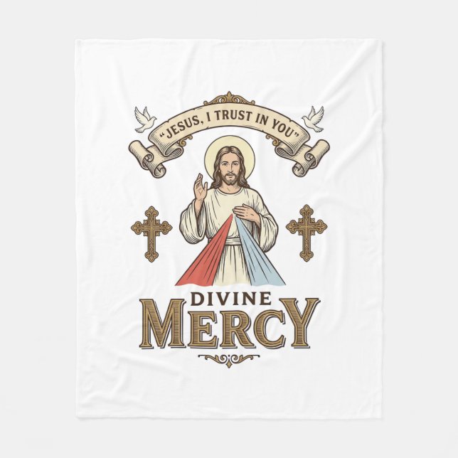 Göttliche Barmherzigkeit Jesus Vintage-Stich relig Fleecedecke (Vorderseite)