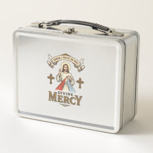 Göttliche Barmherzigkeit Jesus Vintage-Stich relig Metall Brotdose