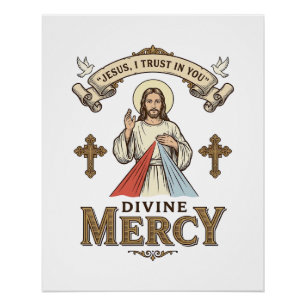 Göttliche Barmherzigkeit Jesus Vintage-Stich relig Poster