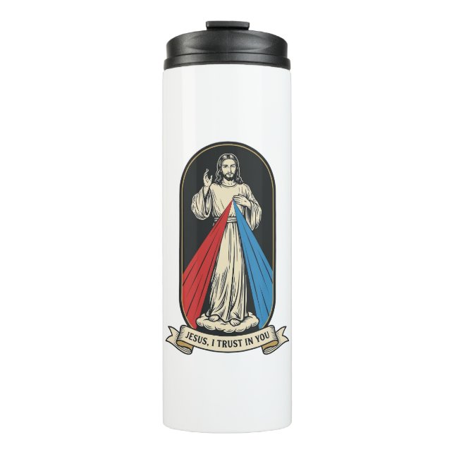 Göttliche Barmherzigkeit Jesus Vintage Thermosbecher (Vorderseite)