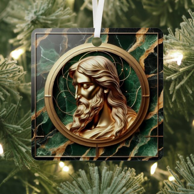 Göttliche Begegnung Jesus Gesicht in Verzierten Go Ornament Aus Metall (InSitu)