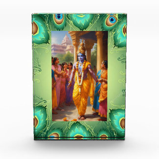 Göttliche Begegnung: Lord Krishnas morgendlicher A Fotoblock