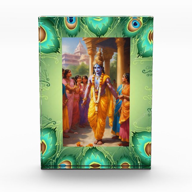 Göttliche Begegnung: Lord Krishnas morgendlicher A Fotoblock (Vorderseite)