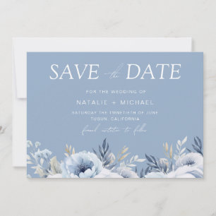 Göttliche blaue atemberaubende Blumenhochzeit Save The Date