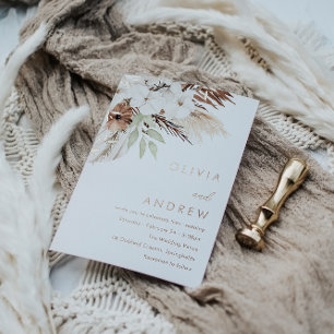 Göttliche Boho-Floral-Roségoldfolie Hochzeit Folieneinladung