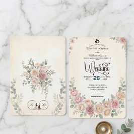 Göttliche Boho-Rosé-Hochzeit Einladung