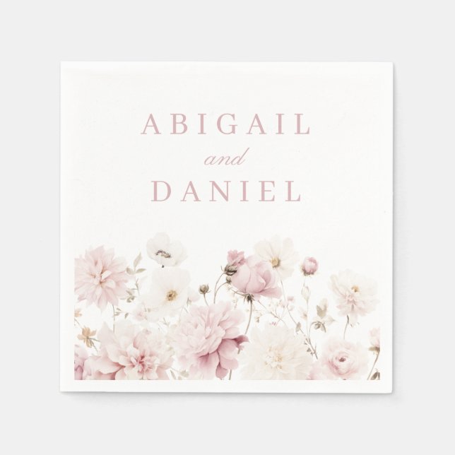 Göttliche Eleganz: Blush Garden Hochzeit der Blume Serviette (Vorderseite)