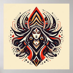 Göttliche Energie - Abstrakte Durga   Fraoula Poster