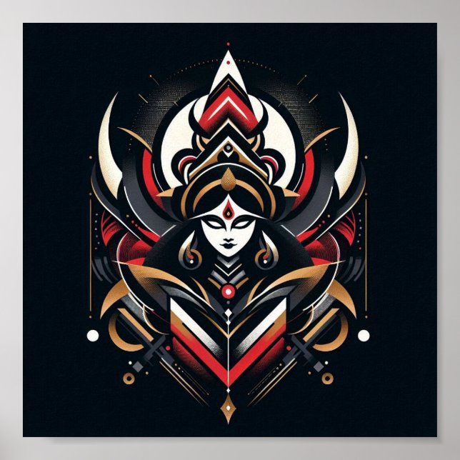 Göttliche Energie - Abstrakte Durga Poster (Vorne)