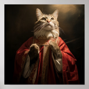 Göttliche Feline Majestät: Die Katze Jesus Poster