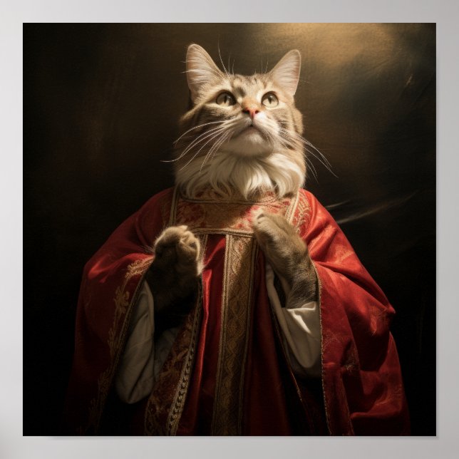 Göttliche Feline Majestät: Die Katze Jesus Poster (Vorne)