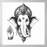 Göttliche Gegenwart: Ganesha Charcoal Art