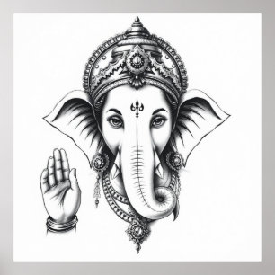 Göttliche Gegenwart: Ganesha Charcoal Art Poster