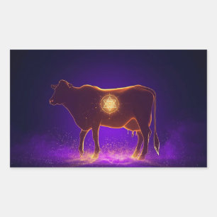 Göttliche Kuh-Silhouette Govardhan Puja Spiritua Rechteckiger Aufkleber