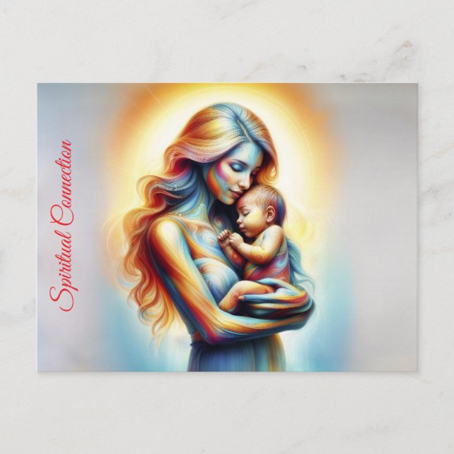 Göttliche Mutter und Kind strahlende Szene Postkarte (Vorderseite)