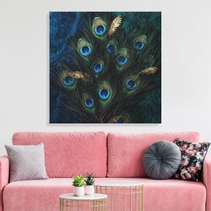 Göttliche Pfauenfedern Wandkunst Boho Spiritual Leinwanddruck