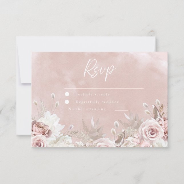 Göttliche schöne Dusty Rose Blush Wedding RSVP Karte (Vorderseite)